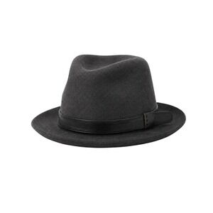 John Varvatos Mens S/M Gray Wool Leather Trim Fedora Hat